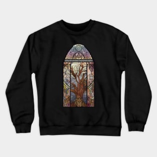 Stained Glass of a winter Tree Crewneck Sweatshirt